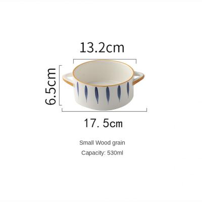 China Customized Colored Ceramic Stocked Porcelain Bowls With Handles Cereal Bowl Handle for sale