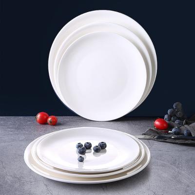 China Viable White White Ceramic Dinnerware Round White Ceramic Dinnerware Hotel Dinnerware Porcelain OEM Flat Dish for sale