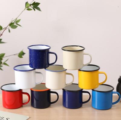 China Cheap Viable Enamel Mug White Mug Custom Maker Logo Printing Bulk Enamel Mugs for sale