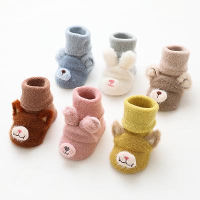 China Winter terry thickening cartoon children anti-slip floor jars newborn knitted sock baby socks anti slip for sale