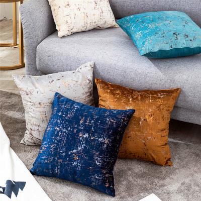 China PORTABLE Home Custom Velvet Tile Gold Stamping Single Cushion Cover Case For Sofa Pillow for sale