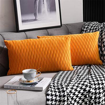 China PORTABLE Velvet Pleated Colorful Boho Checks Labeled Cushion Cover for sale