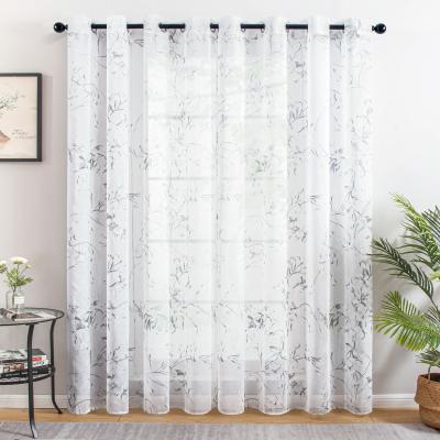 China Custom Fire Retardant Embroidery Luxury Bedroom Flower Tulle Sheer Curtain for sale