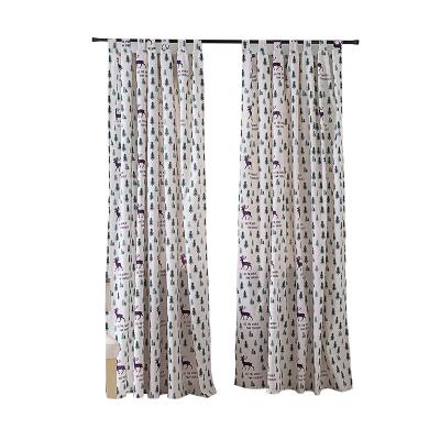 China Blackout Nordic Styles Window Curtain Cotton Home Ready Made Printed Canvas Curtain For Kids Room for sale