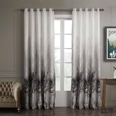 China Luxury Blackout Curtain Living Room Bedroom Living Room Shade Printed Embossed Curtain Printing Ready Made Curtain for sale