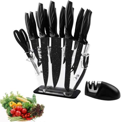 China New Viable High Quality 17 Piece Carbon Stainless Steel Kitchen Knife Set With Sharpener Knife Set With Block for sale