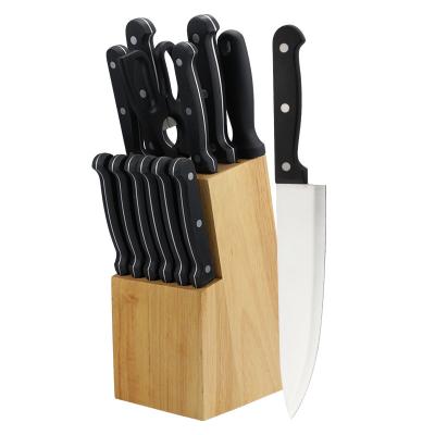 China Sustainable OEM Detong Professional Made Hot Sale 3Cr13 Blade 14 Pcs Kitchen Knife Set With Wood Block for sale