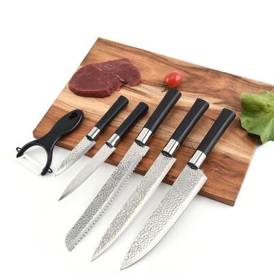 China Sustainable Factory Manufacture Wholesale Detong Kitchen Stainless Steel Chef Knife Set With Hammer Blade for sale