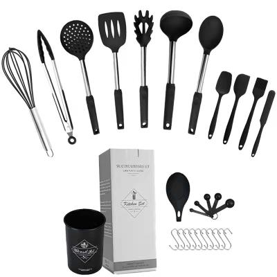 China Amazon Kitchen Accessories 28 PCS BPA Free Silicone Stainless Steel Kitchen Utensils Stocked Hot Selling Heat Resistant Cooking Set for sale