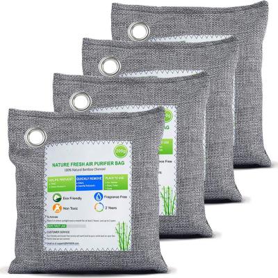 China OEM Odor Absorbing 4Pack x 200g Activated Charcoal Air Purifying Bags Bamboo Charcoal for sale