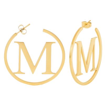 China New Arrival 18K Gold Stainless Steel Hoop Earrings Trendy Initial Letter Hoop Earrings For Women Jewelry for sale