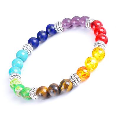 China Fashionable Wholesale Seven Chakra Bracelet Multicolor Natural Stone Healing Bracelet For Women Jewelry for sale