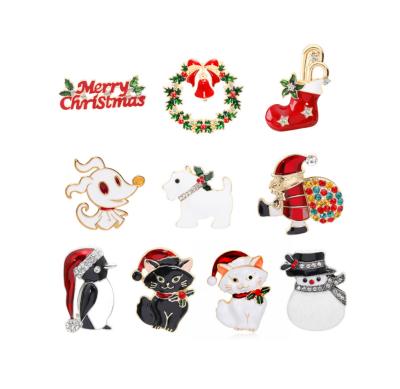 China 2021 Fashionable Santa Claus Snowman Animal Brooches Christmas Cartoon Brooches Christmas Tree Corsage For Women for sale