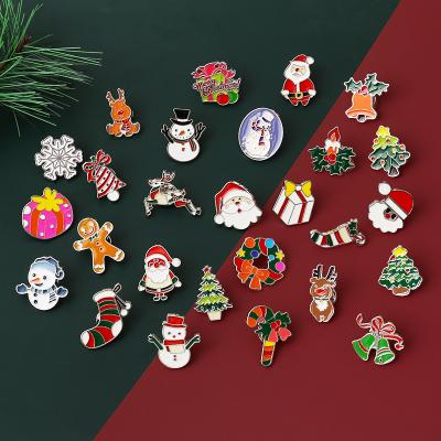 China 2021 Cute Christmas Fashion Brooch Cartoon Enamel Santa Claus Christmas Tree Snowman Brooch For Woman Kids Holiday Xmas Gift for sale