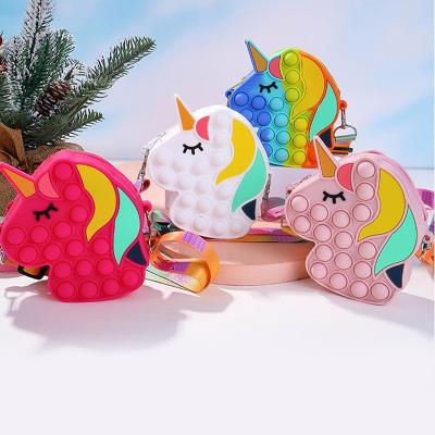 China Water Proof Wholesale Mini Cute Multi Colors Unicorn Silicone Gift Storage Toy Bags For Girls for sale