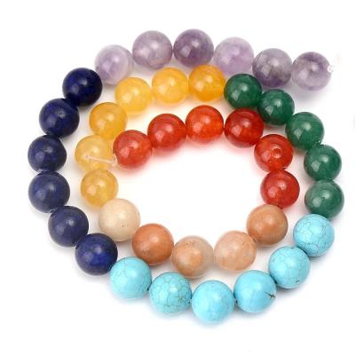 China Fashional Keepsake Gifts 7 Color Chakra Beads Round Loose Natural Stone Bead For Jewelry Making Beads Healing Bracelet Necklace Accessories 4/6/8/10/12mm for sale