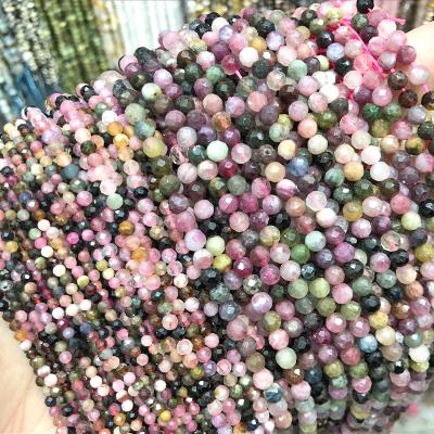 China Polished Beads Strand Natural Faceted Colorful Tourmaline Stone Beads Round Loose Spacer Bead For Jewelry Making DIY Bracelet Accessories 15