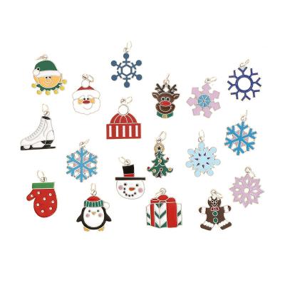 China TRENDY 17 Pcs Christmas Enamel Charm Santa Claus Pendant Christmas Tree Snowflake Charm for DIY Jewelry Making for sale