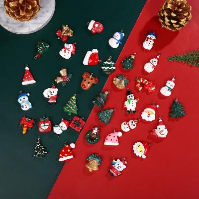 China Wholesale TRENDY Christmas Resin Charm Kawaii Cartoon Snowman Christmas Tree Bell Charm For DIY Jewelry Making for sale