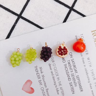 China Other Cute Resin Fruit Pomegranate Grape Peach Charm For DIY Making Earrings Necklace Jewelry Findings Accessories for sale