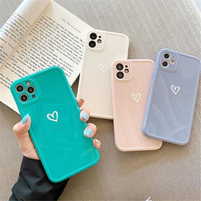 China Anti-drop Love Heart Camera Protective Phone Case For iPhone 11 12 Pro Max 7 8 Plus X XR XS Max Candy Color TPU Shiny Soft Back Cover 12 for sale