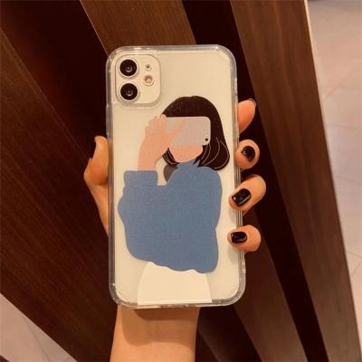 China Cute Clear Anti-drop Fashion Girl Phone Shockproof Cases For iPhone 12 11 Pro Max MiNi 7 8 Plus X Max XS XR Soft TPU Back Cover Funny Case for sale