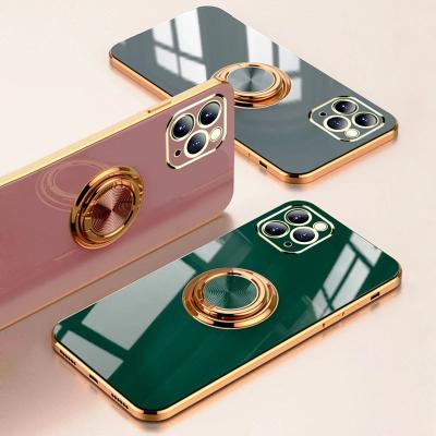 China Anti-Drop Plating Luxury Silicone TPU Soft Stand Holder Cell Phone Case Cover For iPhone 12 11 pro XS max max XR X 7 8 plus 12Mini for sale