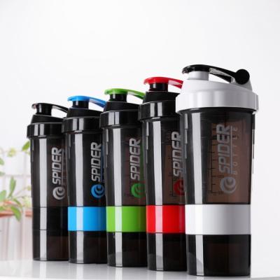 China New Stocked Spider Protein Shaker 3 In 1 Sports Water Bottle With Mixing Ball Inserted for sale