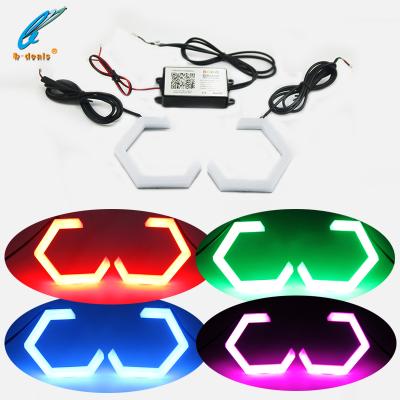 China RGB Color Changing Hex Halos Rings Led Angel Eyes For Projector Lens Halo Ring 70MM for sale