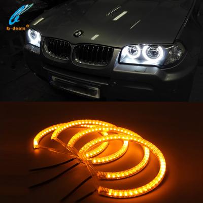 China DRL+Turning Light Roller Coaster SMD Led Angel Eyes Dual Color 131mm 146mm With Turning Function For B.MW E36 E46 Spotlight for sale