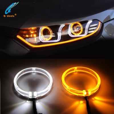 China 95MM LED Light Guide Halo Angel Eyes White Yellow DRL Turn Signal Super Bright Dimmer 80MM For Universal Projector Lens 80mm 95mm for sale