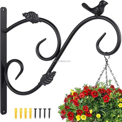 China Rustic Hanging Basket Hooks For Plant Bracket Outdoor Heavy Duty Fence Flower Pots 11.4 Inch Wall Indoor Plant Hangers Plant Hangers for sale