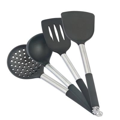 China Sustainable COLOR Silicone Cookware Sets 4 PCS Kitchen Utensil Set Easy To Clean Silicone Cooking Utensils Anti-Slip Handle for sale