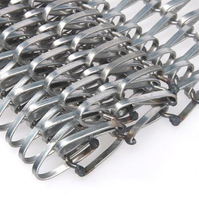 China Plain Weave Stainless Steel Flat Spiral Tie Decorative Conveyor Belt Mesh Curtain for sale