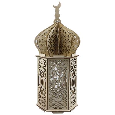 China Wholesale Popular Creative Muslim Ramadan Bu Lighthouse Decoration Wooden Crafts Decoration Eid Al Fitr WoodenChurch of Islamism for sale