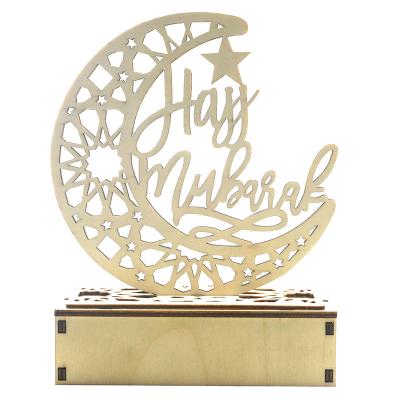 China Laser Cutting Islamic Ramadan Mubarak Hollow Decorations Wooden Golden Hanging Lantern Ramadan Ramadan Baubles New Home Party Decorations Ramada New for sale