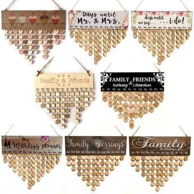 China Creative Valentine's Day Birthday Party List Europe Calendar Handmade Crafts Hanging Home Decoration Wood for sale