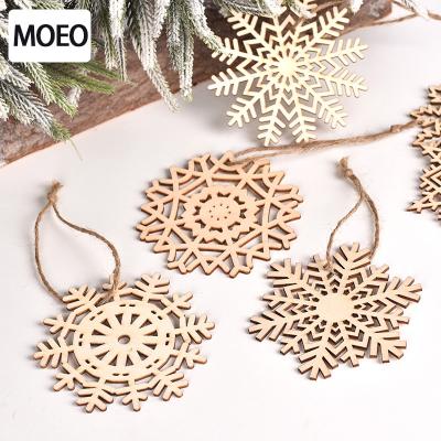 China Laser Cutting Creative Wooden Christmas Wooden Snowflake Nine-Grid Crafts Box Graffiti DIY Hot-selling Scrap Wood Hanging Decorations for sale