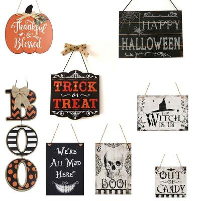 China High Quality Wooden Sign Plaque Laser Cut Halloween Hanging Sign Wooden Craft Welcome Supplies for sale