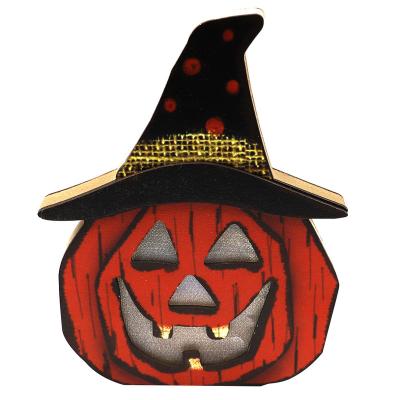 China Laser Cutting Halloween Decorative Lights Wooden Ghost Pumpkin Beautiful Lights Decorative Outdoor Garden Signs Home Decoration Parties for sale