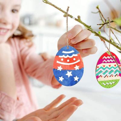 China Cute Wooden Wooden Hanging Plywood Easter Bunny DIY Decorations Opens Egg Garland Chicken Decorations Party Supplies for sale