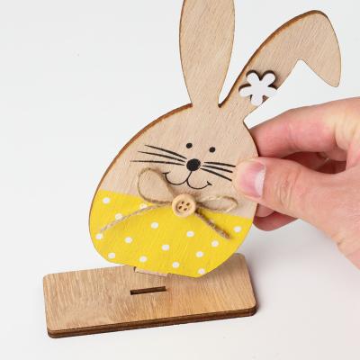 China Laser Cut Customize Wooden Easter Decorations For Easter Decoration Kids Home Office Toys Rabbi Wood Crafts DIY Ornaments Drops for sale