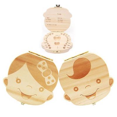 China Europe Collection Wooden Children's Deciduous Tooth Box Organizer Wood Craft Storage Milk Tooth Box Saves Teeth for Boys and Girls for sale