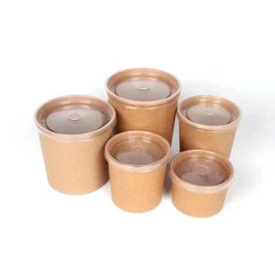 China Biodegradable Solid Durable Customized Takeaway Foods Packing Kraft Paper Soup Bowl for sale