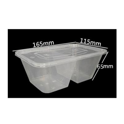 China Super Quality 2 Compartment PP Disposable Plastic Food Container Disposable Take Out Box for sale