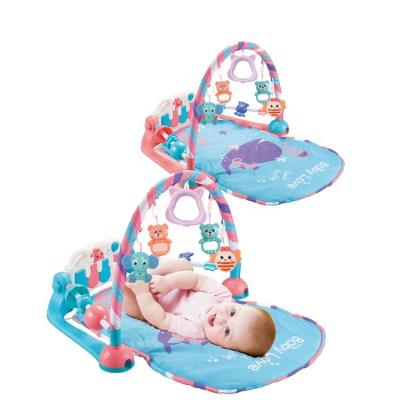 China Eco-Friendly Baby Play Musical Mats Kick and Play Piano Gym Activity Center for Baby with Fence Padded Mat with 5 Hanging Rattles for sale