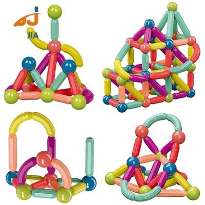 China Educational Building Toy 64pcs ROD Toys For Children 3D Magnetic Tiles Building Blocks For Kids Magnetic Balls And Rods Set for sale