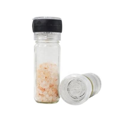 China Sustainable Wholesale Plastic Salt And Pepper Mills Spice Grinder With 100ml Glass Bottle for sale