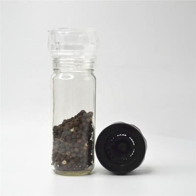 China Sustainable Wholesale Manual Salt and Pepper Grinder Mill with 100ml Glass Bottle for sale