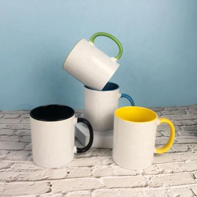 China Viable Ceramic Luster Mug Solid Color Drinkware Coffee Enamel Mug Sublimation Printing Camping Mug for sale